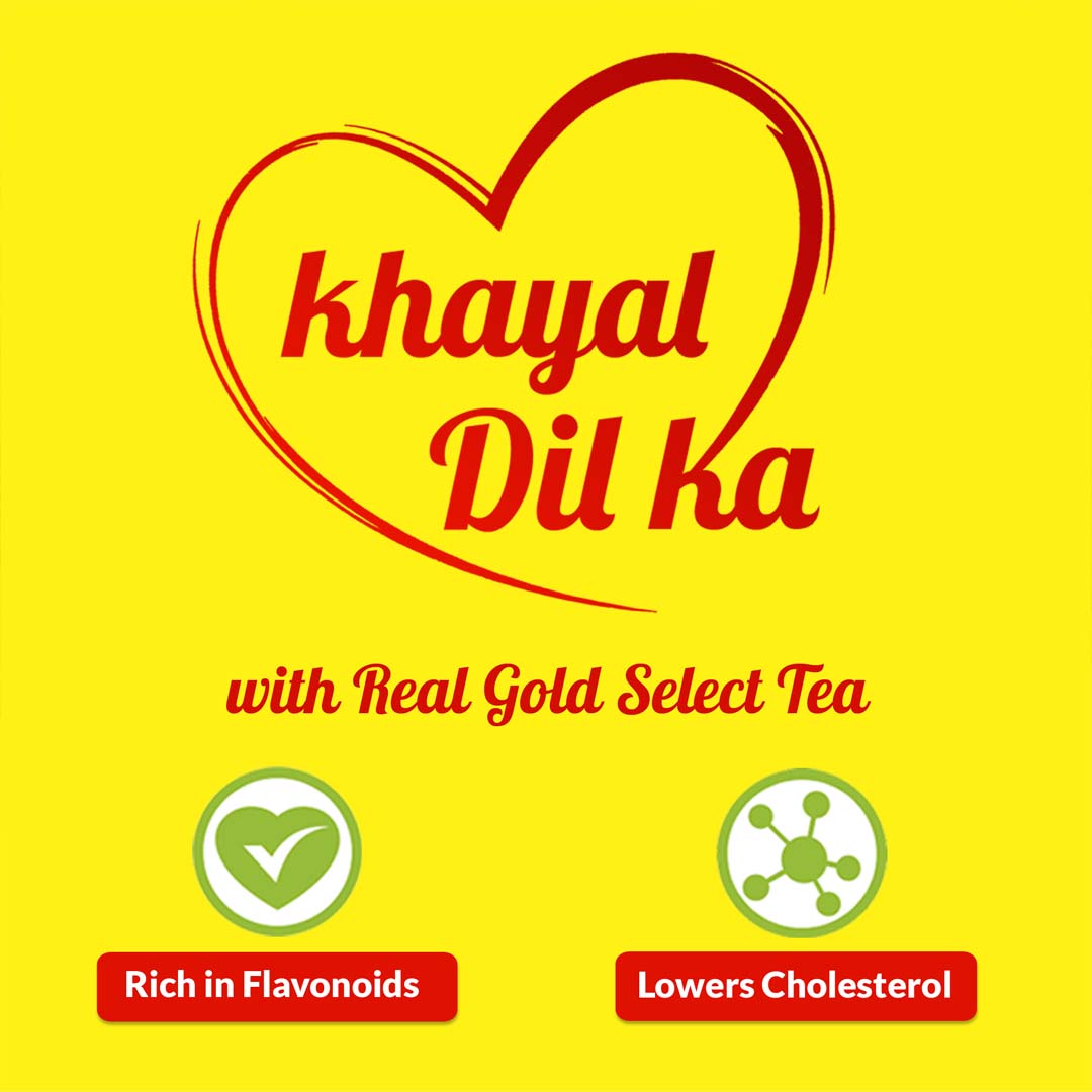 Take care of heart with Rungta's Real Gold Select Tea. Rich in flavonoids and lowers cholesterol.