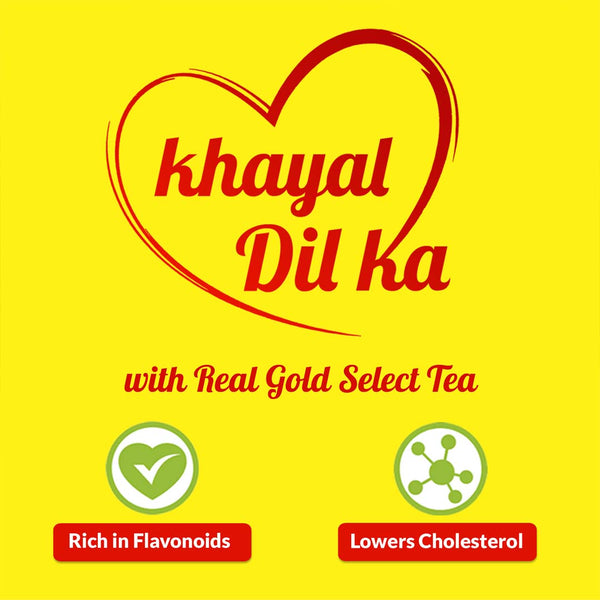 Take care of heart with Rungta's Real Gold Select Tea. Rich in flavonoids and lowers cholesterol.