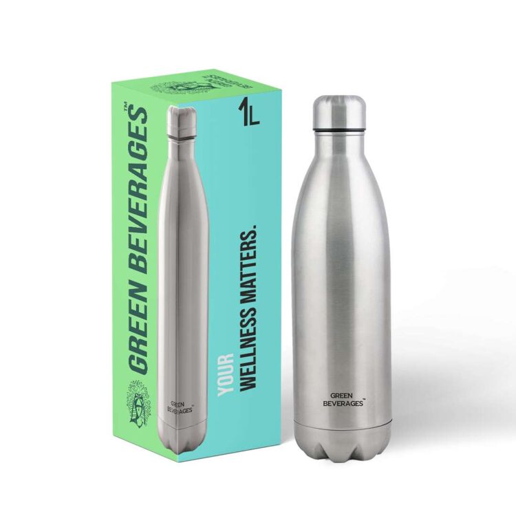 Green Beverages: Insulated steel bottle-silver 1L