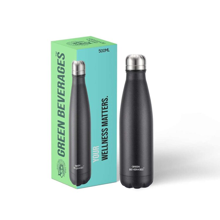 Green Beverages: Insulated steel bottle-black 500ml