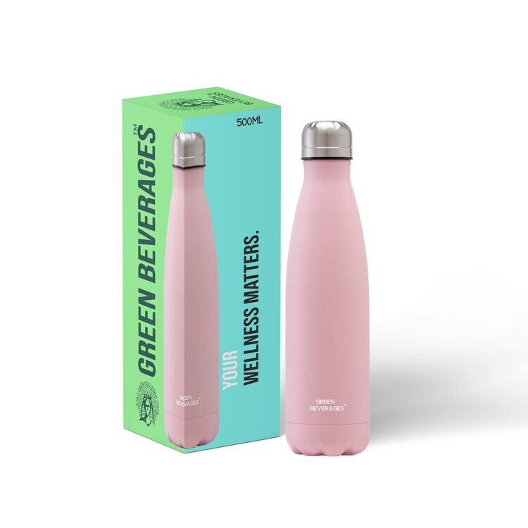 Green Beverages: Insulated steel bottle-pink 500ml.